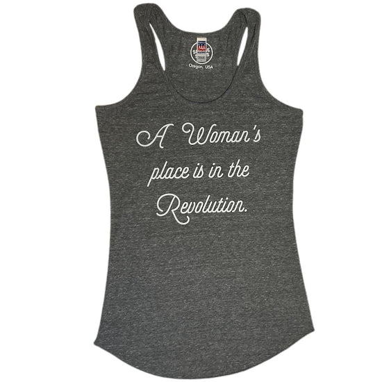 a woman's place is in the revolution tank top leggings and vino style humor inclusivity feminism feminist female women empowerment the future is female