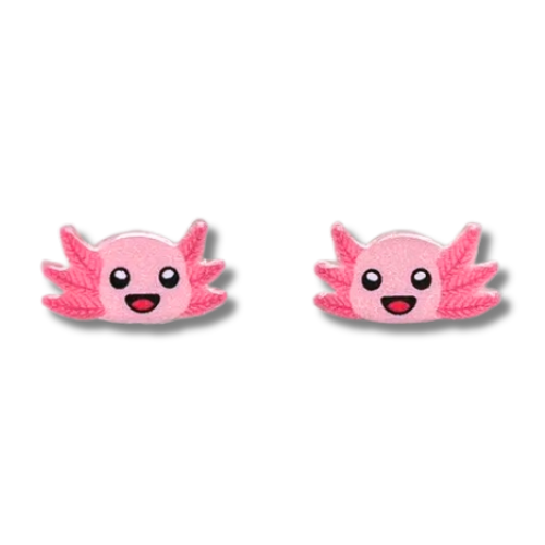 cute axolotl earrings smile stud earrings studs medical grade titanium post hypoallergenic earrings sensitive ears novelty fun kids adorable summer gift special unique