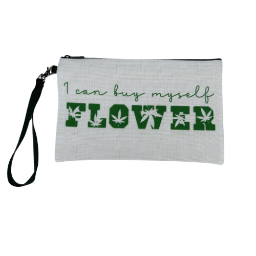 linen wristlet i can buy myself flower miley cyrus feminism feminist i can buy myself flowers marijuana pot cannabis pot head valentines galentines bud