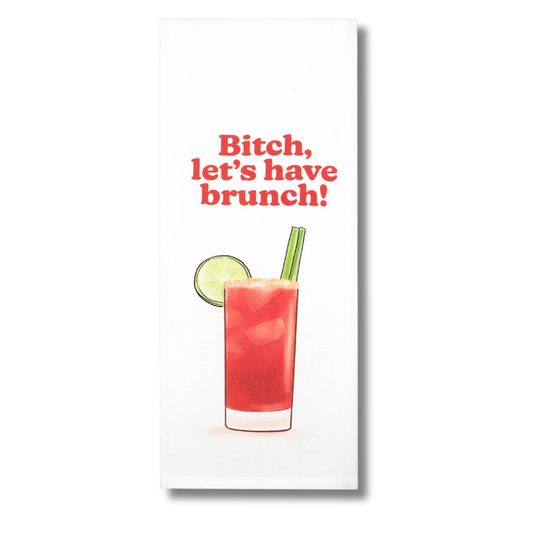premium quality sublimated cotton hand towel for kitchen or bath bitch let's have brunch bloody mary funny hilarious gift christmas holiday hannukah house warming family funny hand towel