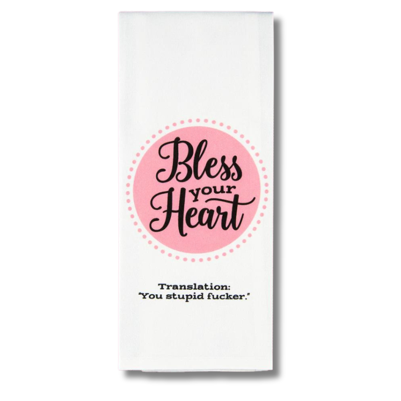 premium quality sublimated cotton hand towel for kitchen or bath bless your heart southern saying funny hilarious gift christmas holiday hannukah house warming family funny hand towel