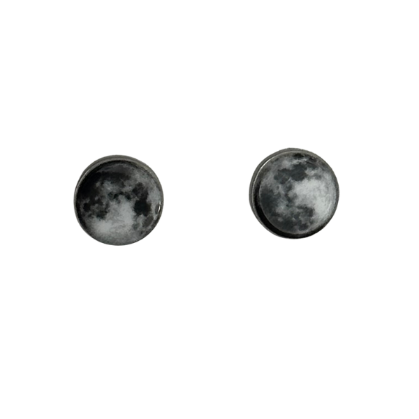 spooky full moon stud earrings grey moody moon mystical shadows halloween spooky season moon earring fashion style leggings and vino style humor inclusivity