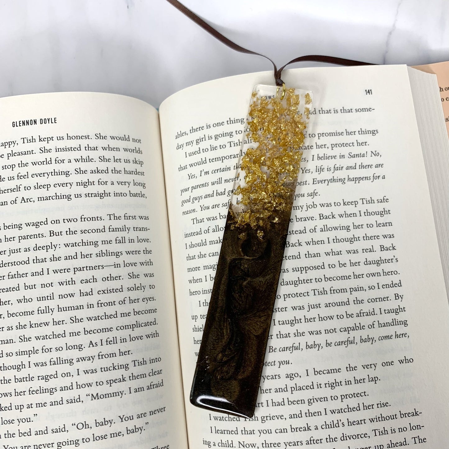 resin gold leaf bookmark