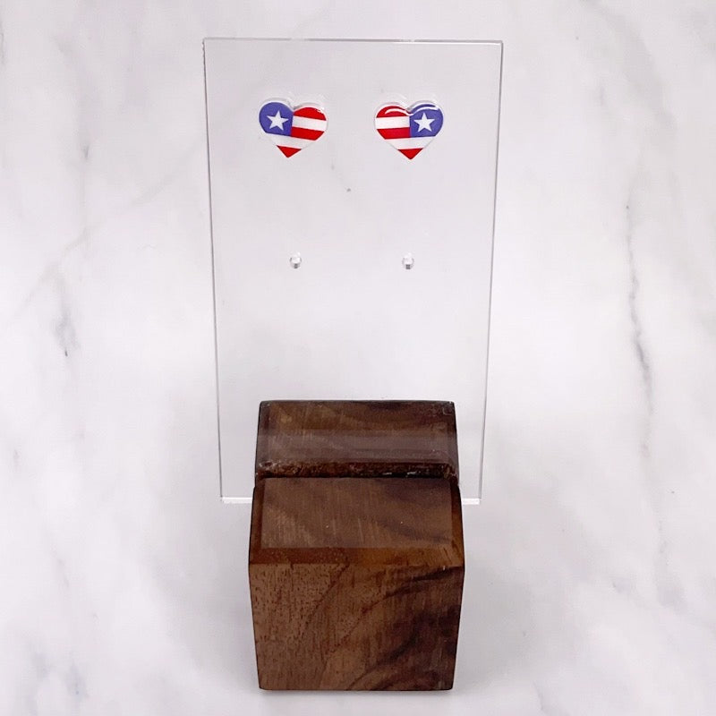 American Flag heart stud earrings