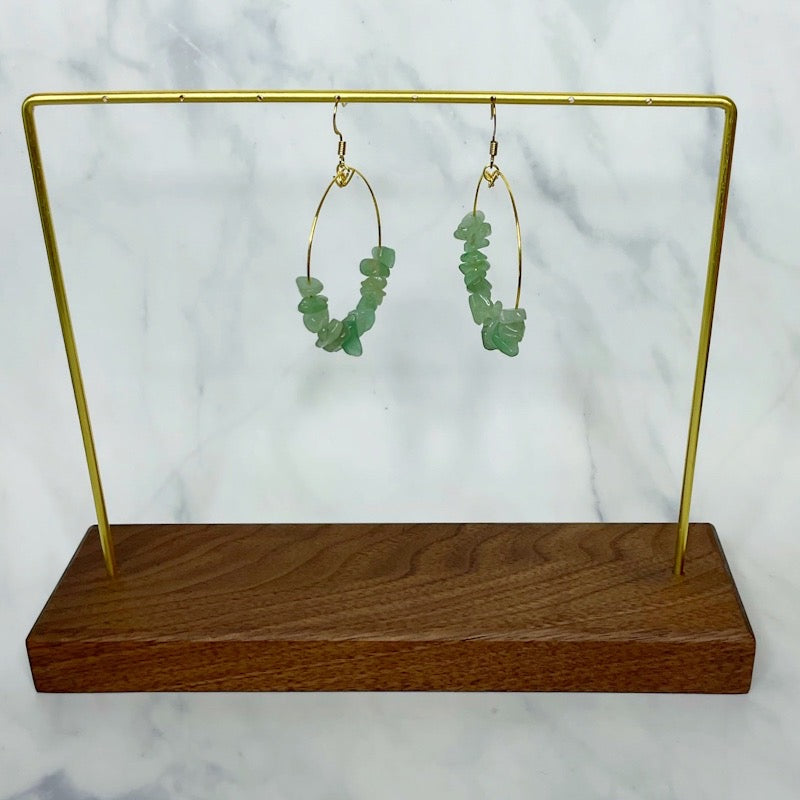Green beaded hoop earrings