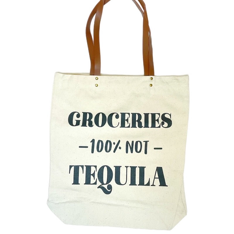 Groceries 100% not tequila canvas tote bag