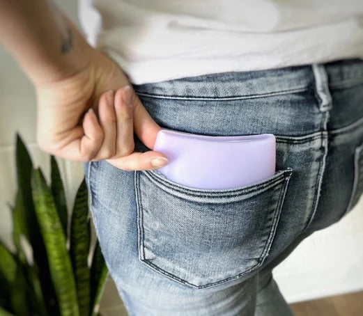 Silicone travel wine glasses folded in back pocket