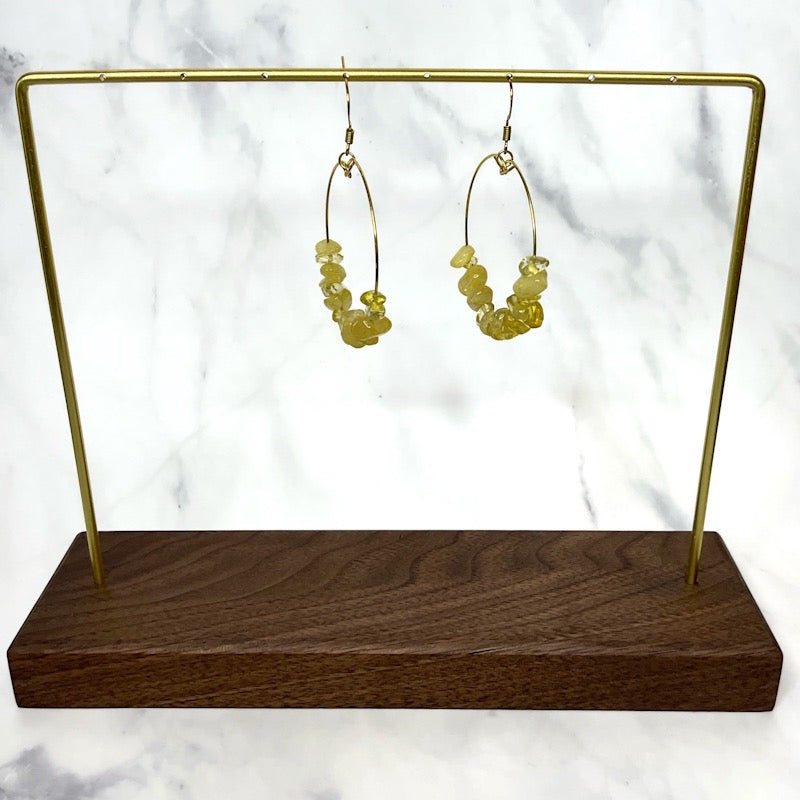Yellow beaded hoop earrings