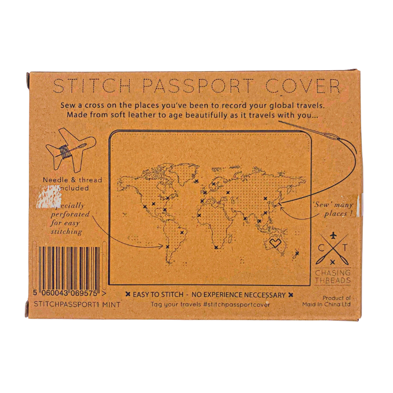 back of leather passport cover stitch where you have been customizeable with thread and needle