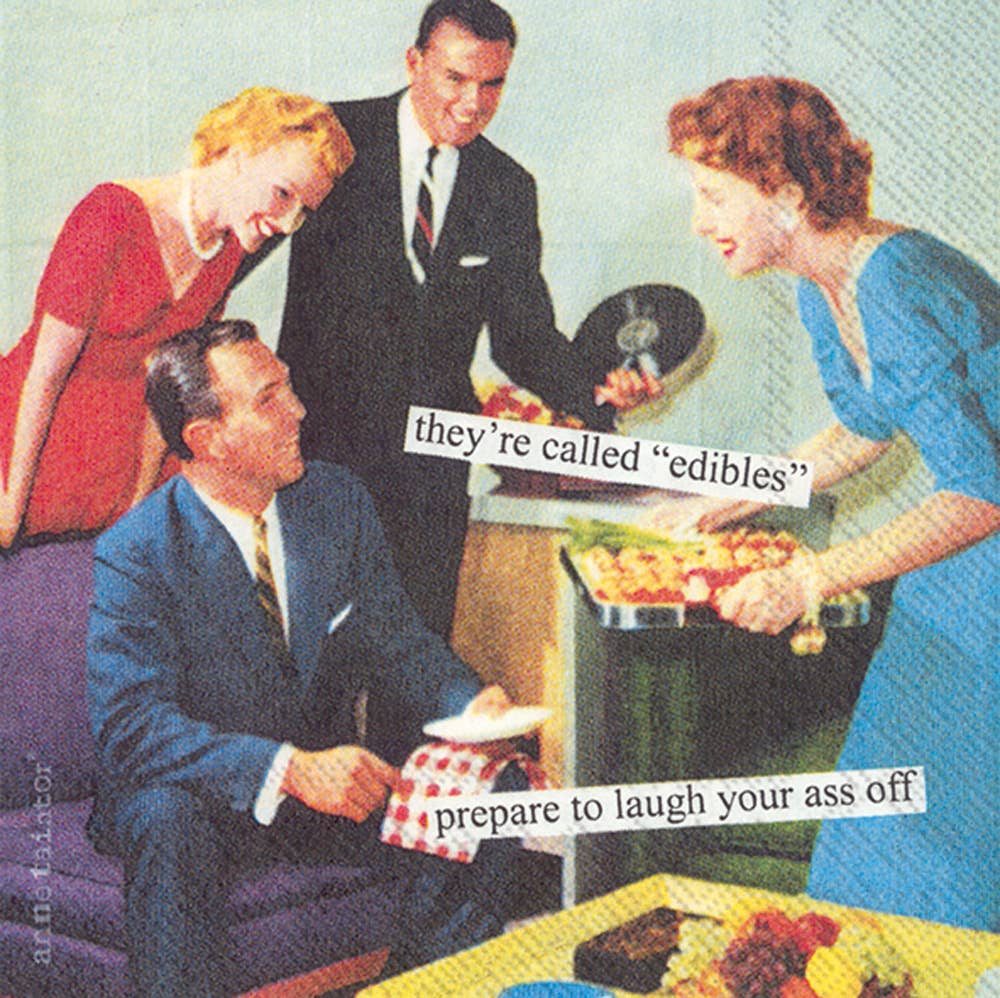 funny and cute cocktail napkins with vintage art they're called edibles prepare to laugh your ass off hosting party hostess holiday gift
