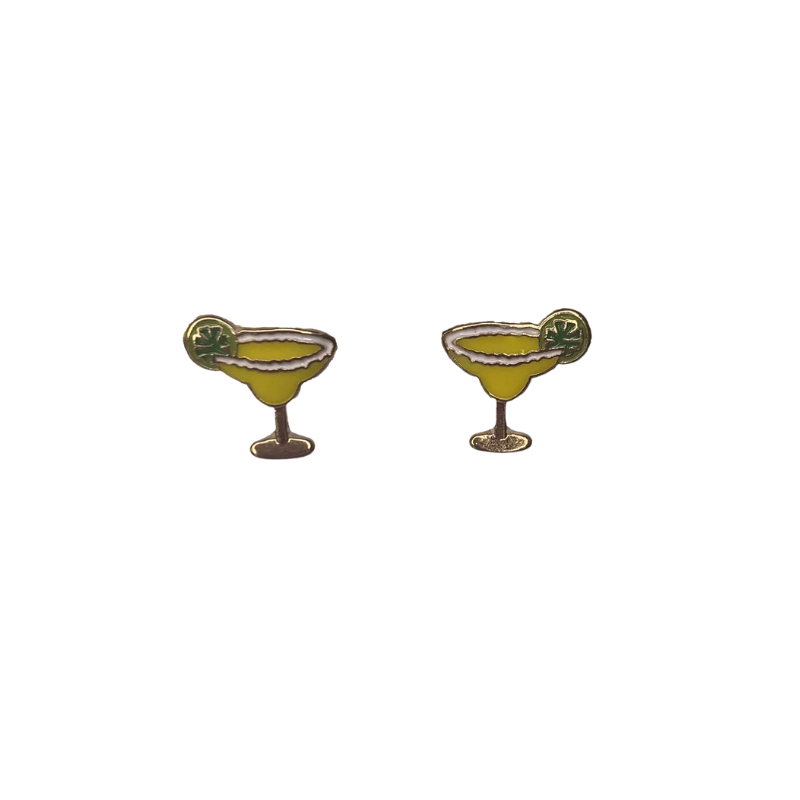 margarita stud earrings with salt and lime on rim