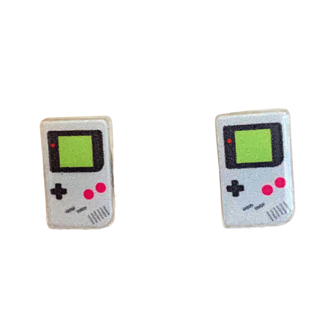 retro nintendo gameboy game boy stud earrings old school handheld video game earrings