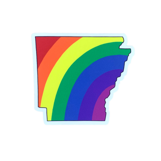 state of arkansas silhouette premium vinyl sticker decal with rainbow colors inside