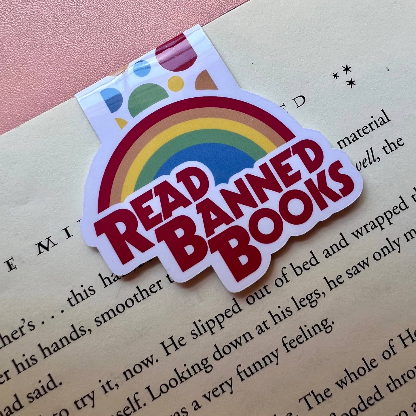 read banned books rainbow magnetic bookmark