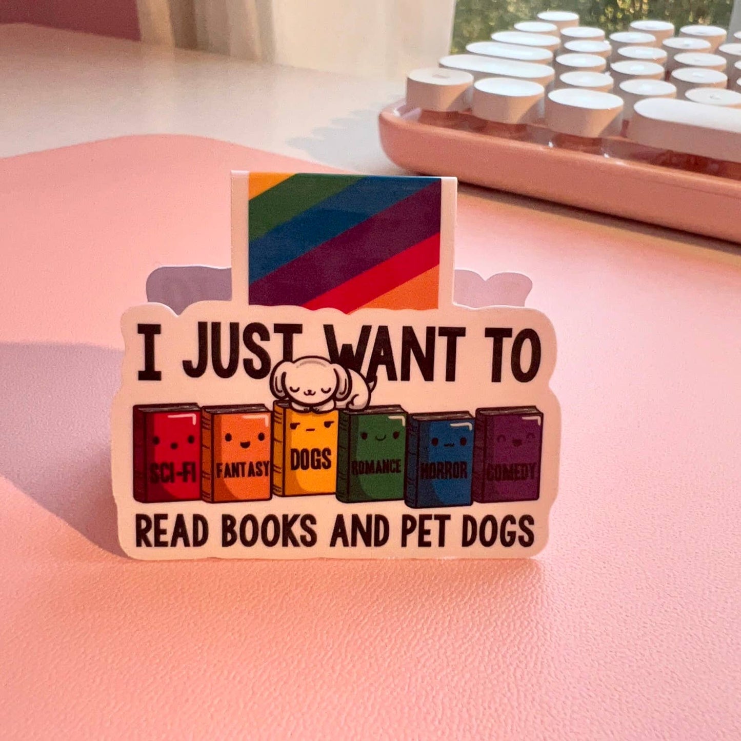 read books and pet dogs magnetic bookmark
