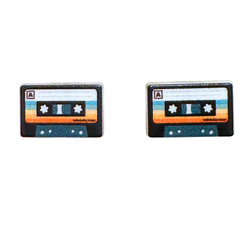 Retro tape cassette music side a side b vintage nostalgic gift millennial xennial gen x Oregon trail birthday stud earrings