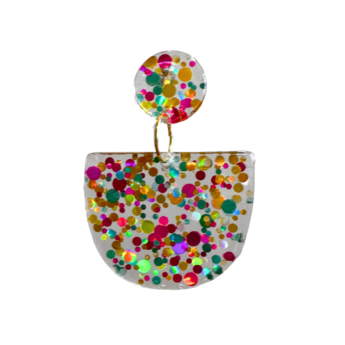 acrylic glitter dangling earrings mardi gras sequin colorful festive modern trendy lightweight earrings fat tuesday party festival