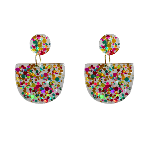 acrylic glitter dangling earrings mardi gras sequin colorful festive modern trendy lightweight earrings fat tuesday party festival style fashion