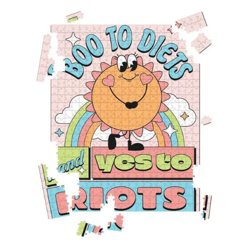 boo to diets and yes to riots novelty fun puzzle progressive liberal democrats body positivity beautiful puzzle colorful gift best friend girls night 500 piece puzzle great unique gift