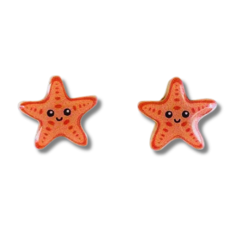 cute beach starfish earrings smile stud earrings studs medical grade titanium post hypoallergenic earrings sensitive ears novelty fun kids adorable ocean summer gift