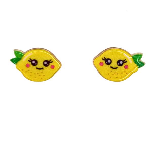 cute adorable smiling lemon stud earrings acrylic waterproof kawaii lemon earrings summer accessory lemonade