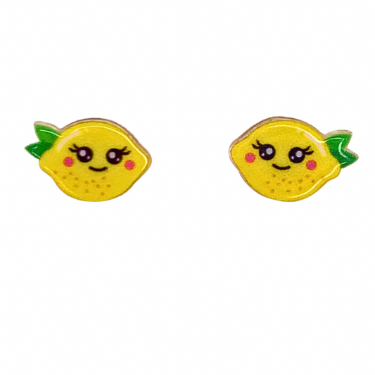 cute adorable smiling lemon stud earrings acrylic waterproof kawaii lemon earrings summer accessory lemonade