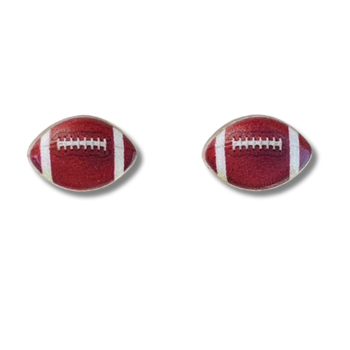 football stud earrings pig skin pigskin QB super bowl superbowl football festive party tswift kelce chiefs 49ers cute accessory inexpensive