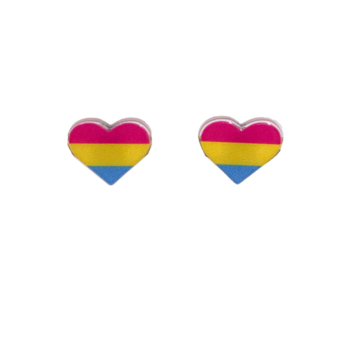 pansexual pride heart stud earrings pansexual flag colors in heart shape studs lgbtq