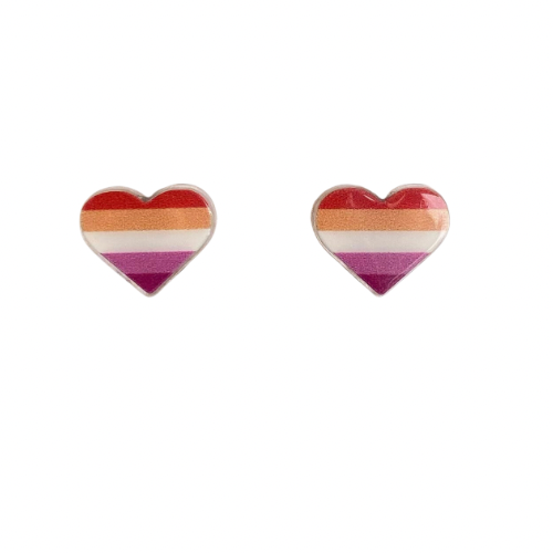 Lesbian pride hearts lesbian pride flag colors in heart shape stud earrings lgbt we say gay