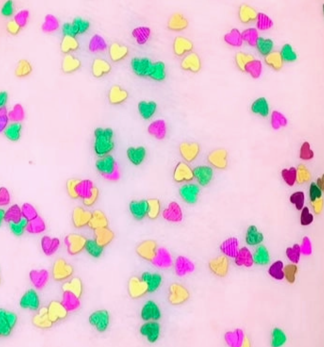 mardi gras heart confetti organic body glitter face festive makeup cosmetics sparkly purple green and gold carnival parade