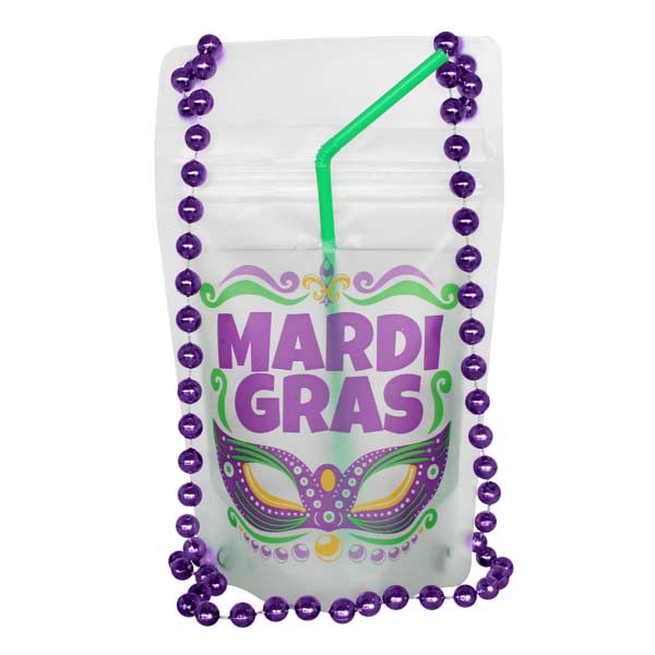 mardi gras parade drink holder handless neck sip wine beer cocktail new orleans beads fat tuesday