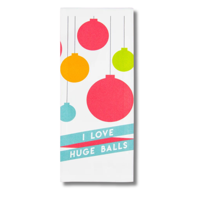 premium quality sublimated cotton hand towel for kitchen or bath glass christmas ornaments i like big balls funny hilarious gift christmas holiday hannukah house warming family funny hand towel