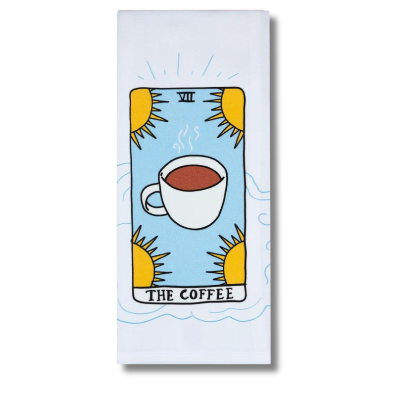 premium quality sublimated cotton hand towel for kitchen or bath the coffee tarot card funny hilarious gift christmas holiday hannukah house warming family funny hand towel