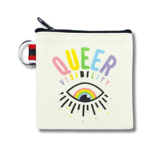 queer visibility rainbow pride zipper pouch with key ring storage funny pouch friend organize bag purse stash gift best friend happy birthday lgbtq lgbt lgbtqia+ gay trans queer youth