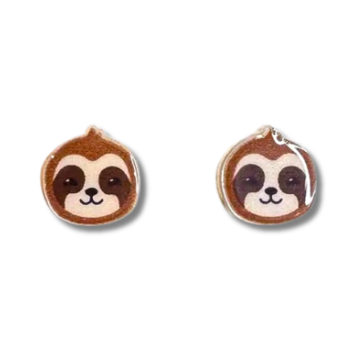 sloth stud earrings adorable animal lightweight studs cute gift birthday kids quirky unique sloths fun different