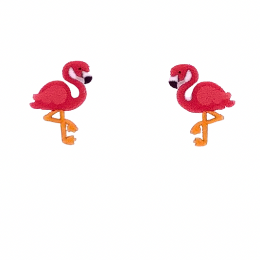 super cute pink flamingo stud earrings studs tropical beachy flamingo earrings lightweight wood