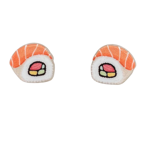 sushi roll salmon roll stud earrings cute little sushi ear candy studs fashion trendy trending