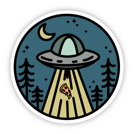 ufo alien pizza sticker