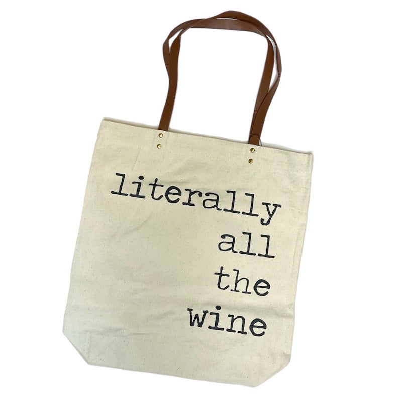 Literally all the wine canvas tote bag