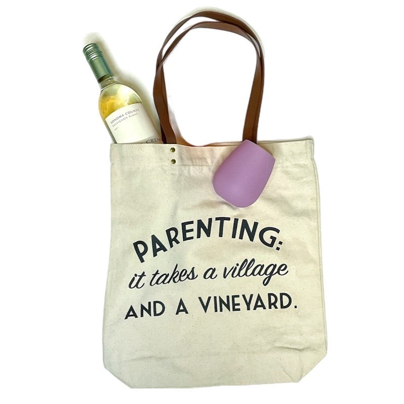 Parenting it takes a village canvas tote bag
