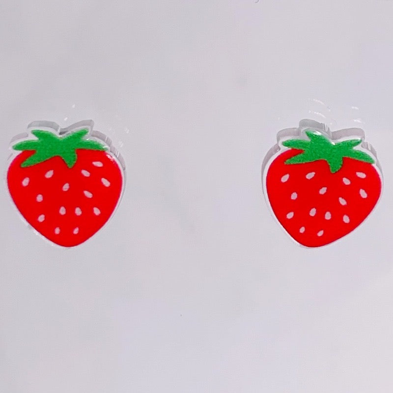 Strawberry stud Earrings close up