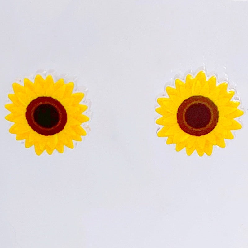 Sunflower Stud Earrings Close up