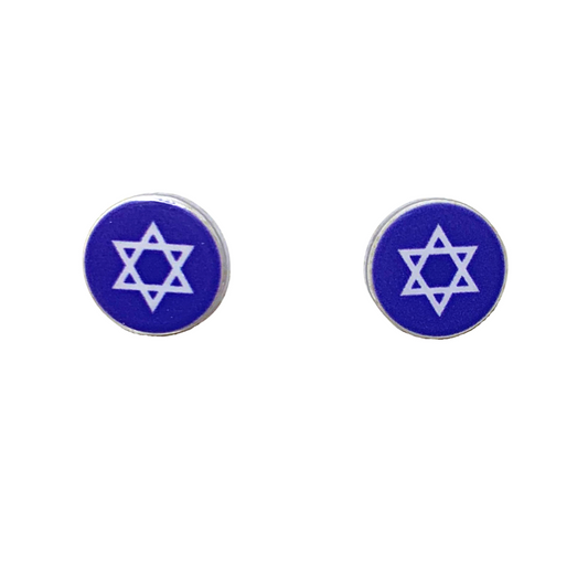 acrylic star of david studs jewish jew hanukkah chanukkah 8 crazy nights blue and white star of david stud earrings