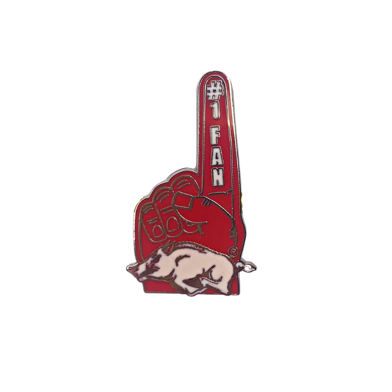 #1 Arkansas Razorback fan finger lapel pin