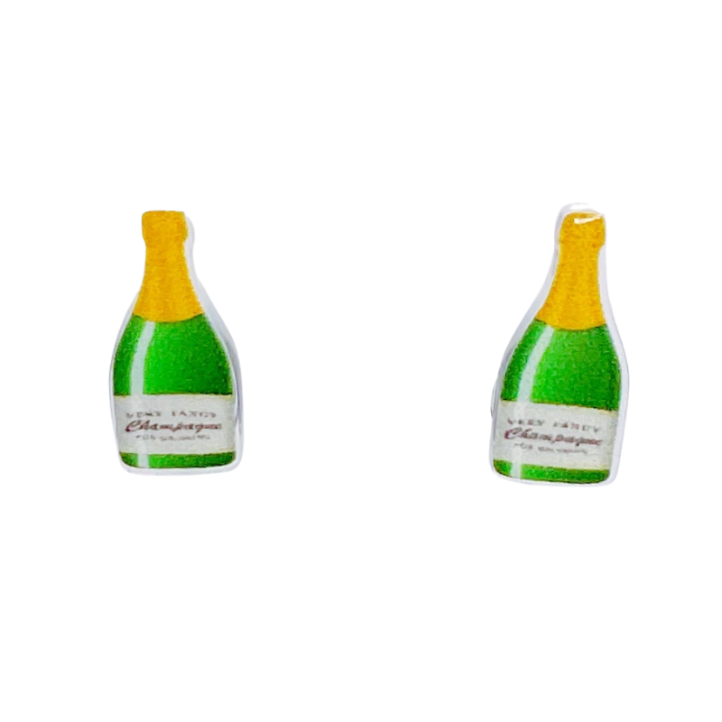 champagne bottle stud earrings