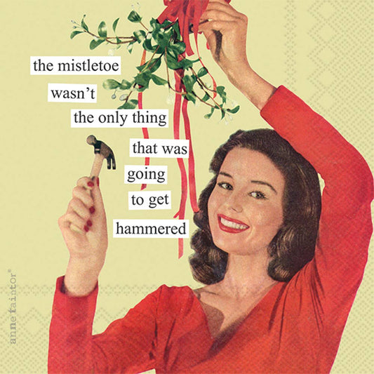 cute and funny cocktail napkins the mistletoe wasn't the only thing getting hammered christmas holiday hosting party decor gift women
