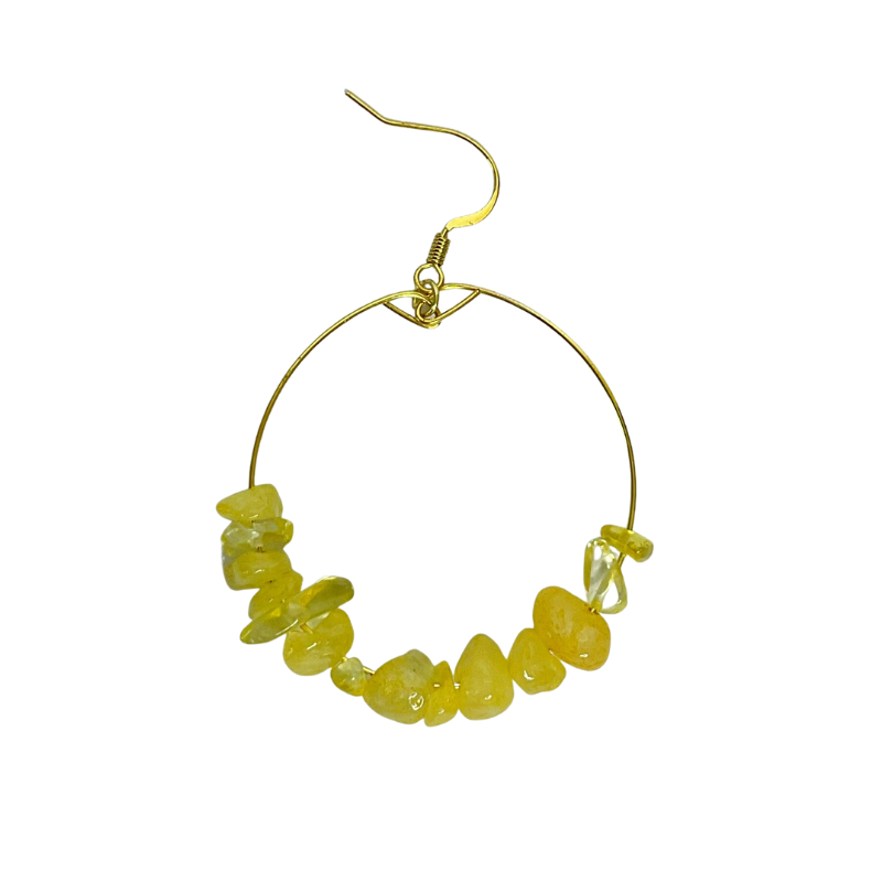 golden hoop earings with yellow stone detail