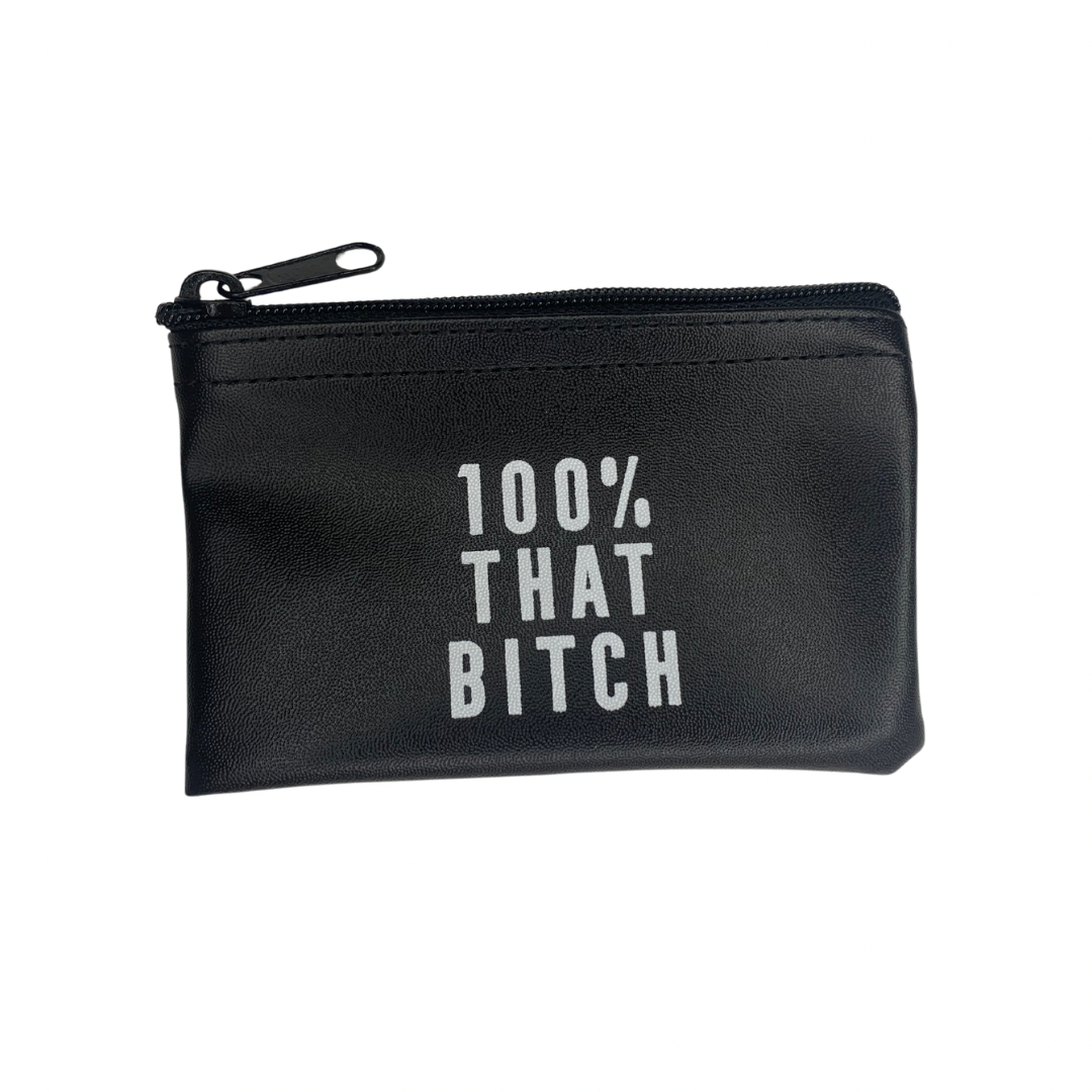 lizzo lyric feminism nasty woman 100% that bitch 100 that bitch black zipper coin pouch faux leather