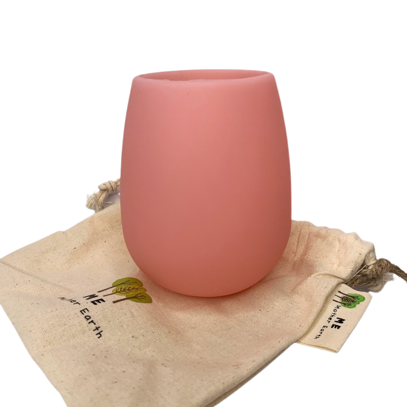 silicone wine glasses portable washable and eco-friendly in pink
