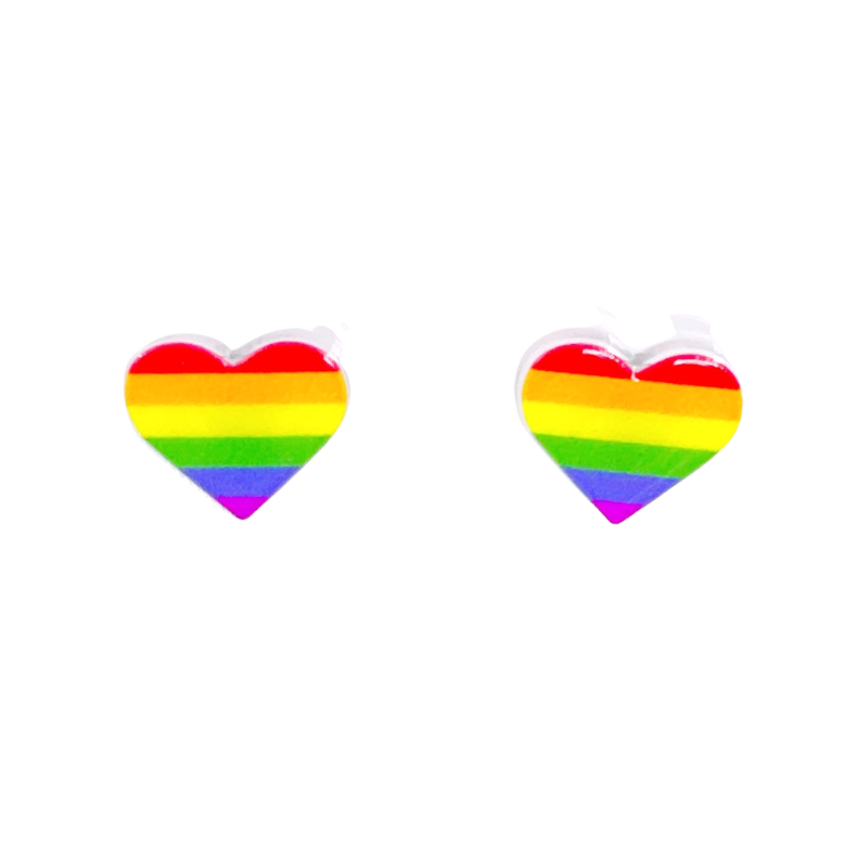 rainbow heart stud earrings pride lgbtq